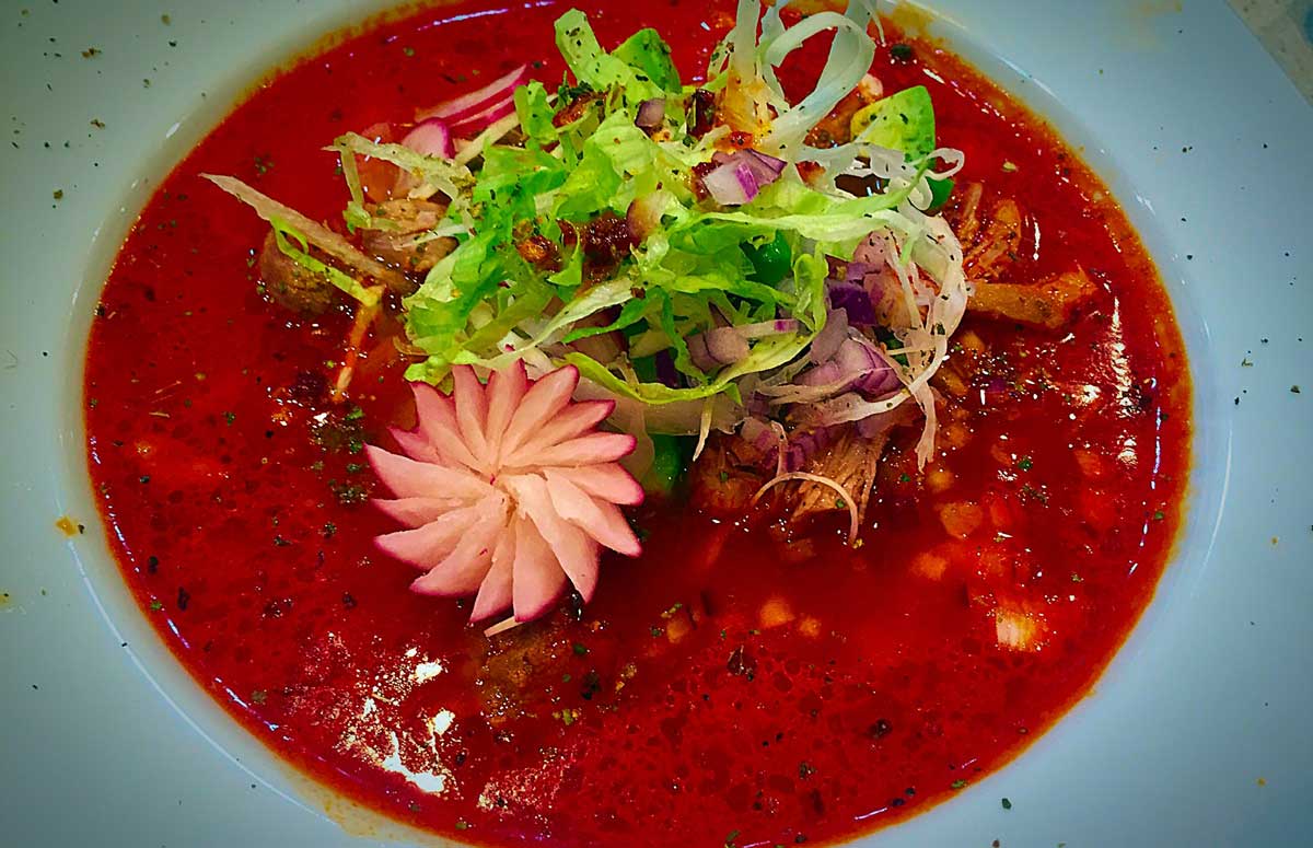 Pozole Rojo. Hands-on Cooking classes with Co.Cos Culinary School, Riviera Maya, Mexico