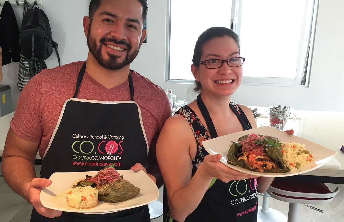 Cooking partners at at Co.Cos Culinary School in Riviera Maya, Mexico
